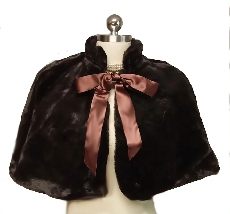 LUXURIOUSLY SOFT & PLUSH FAUX FUR CAPE / CAPELET / JACKET FOR OVER EVENING GOWNS, COCKTAIL DRESSES & PALAZZO PANTS OUTFITS Satin Jacket Silk Jacket Chiffon Jacket