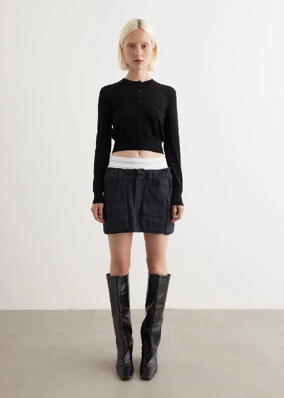 Pre-Styled Cargo Skirt With Logo Elastic denim skirt fashionable