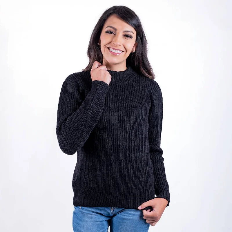 Alpaca High Neck Sweater Spandex Blend Rayon Blend Denim Blend