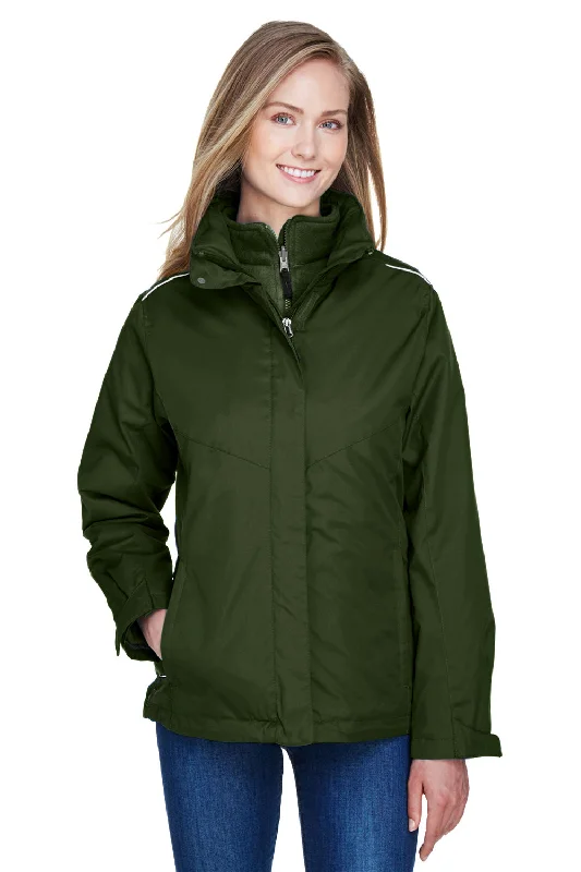 Core 365 Womens Region 3-in-1 Water Resistant Full Zip Hooded Jacket - Forest Green Plaid Jacket Tartan Jacket Houndstooth Jacket