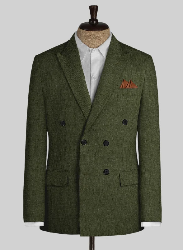 Italian Prato Green Linen Jacket Faux Fur Jacket Real Fur Jacket Shearling Jacket