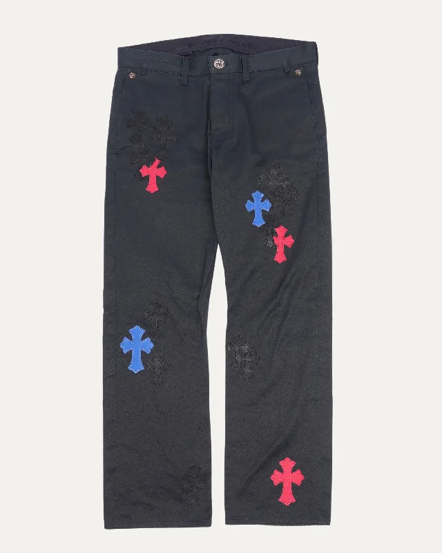 Multicolor Cross Patch Chino Pants Fashionable Track Pants