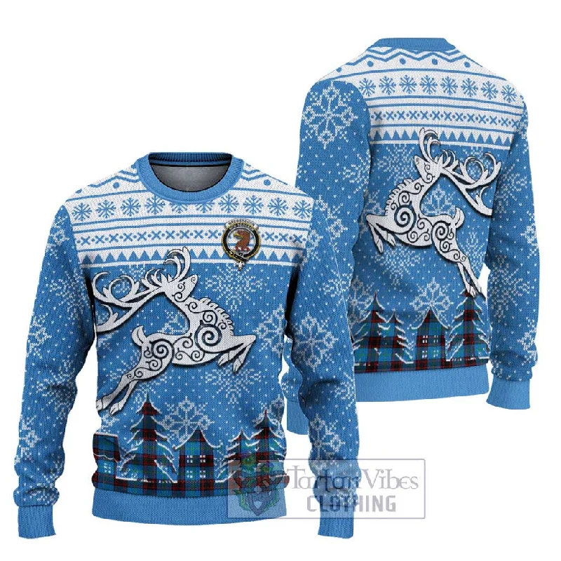 Wedderburn Clan Christmas Ugly Sweater Celtic Reindeer Style Spandex Rayon Corduroy