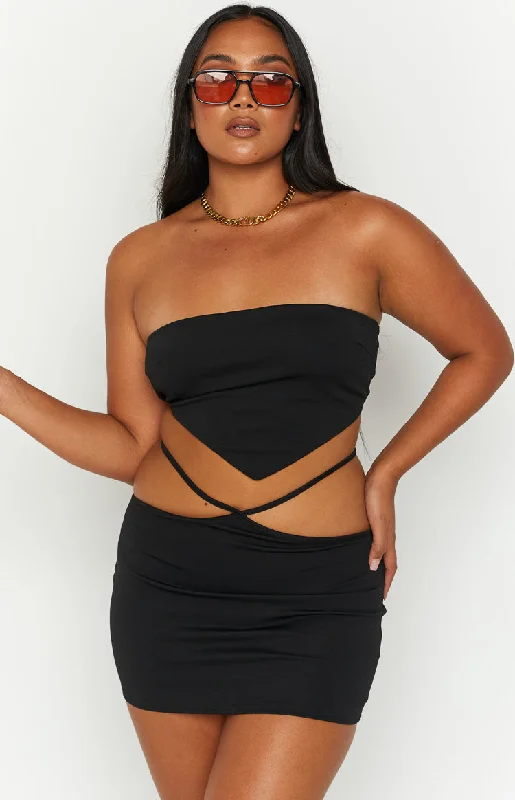 Jessi Black Mini Skirt linen skirt light