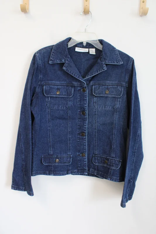 Chadwick's Dark Wash Denim Jackets | 12T Boat Neck Shawl Collar Notched Collar