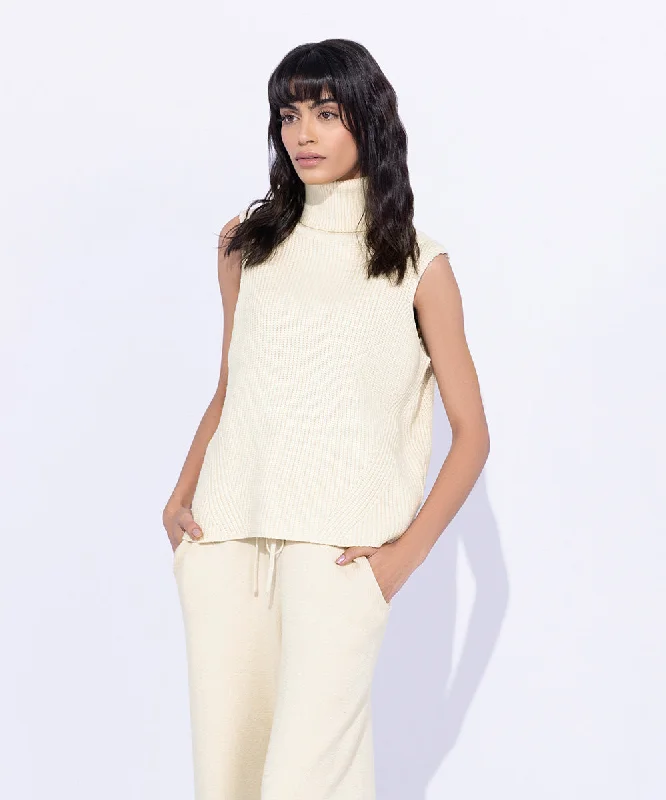 Sleeveless Chunky Knit Sweater Nylon Fabric Polyester Fabric Spandex Fabric