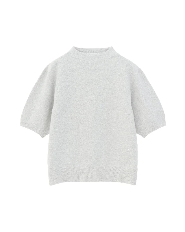 stretch organic cotton bottle-neck sweater Glossy Satin Silk