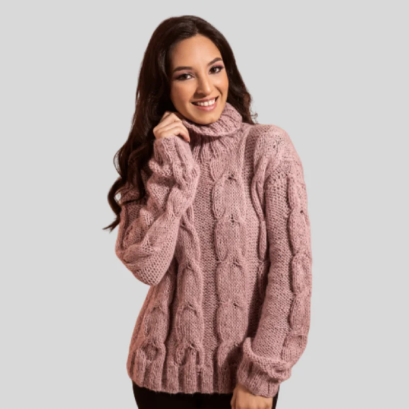 Dora Cable Knit Cowl Neck Sweater Casual Formal Business