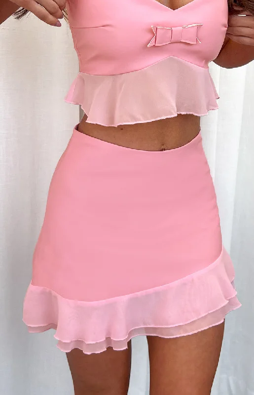 Sweetest Pink Mini Skirt silk skirt sleek