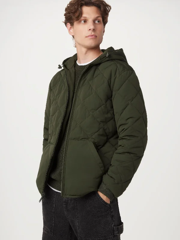 The Skyline Reversible Hooded Jacket in Rosin Satin Fabric Silk Fabric Chiffon Fabric