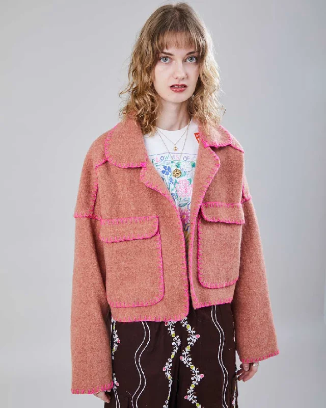 Rokit Originals Nella Hand Embroidered Jacket - M Notch Collar Jacket Peter Pan Collar Jacket Cowl Neck Jacket