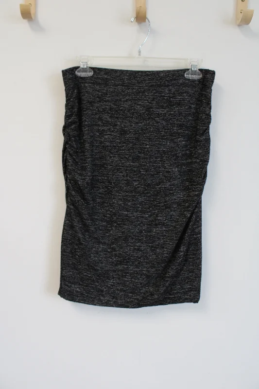 Banana Republic Black Gray Stretch Cinch Side Skirt | M leather skirt refined