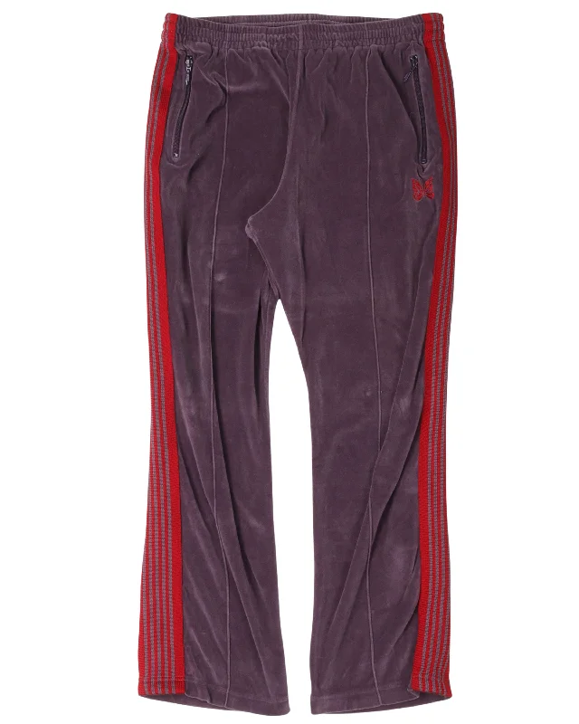 Velour Track Pants High-Waist Trousers