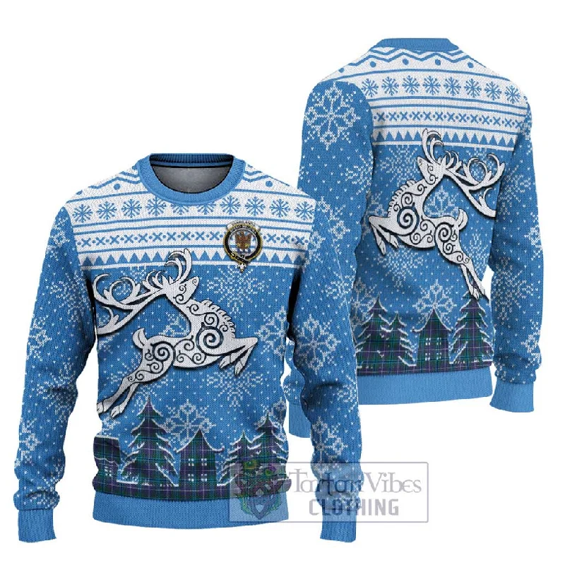 Sandilands Clan Christmas Ugly Sweater Celtic Reindeer Style Lightweight Heavyweight Midweight
