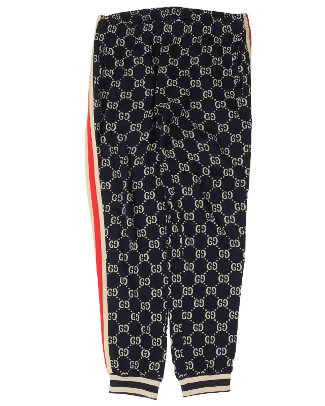 Side-Stripe Jacquard Monogram Track Pants Formal Linen Trousers