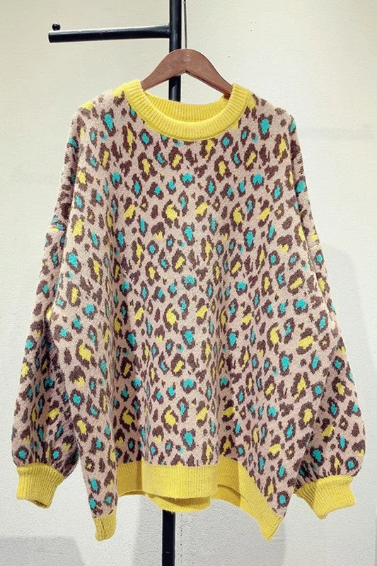 ROUND NECK PUFF LONG SLEEVE SWEATER Chenille Blend Fleece Blend Nylon Blend
