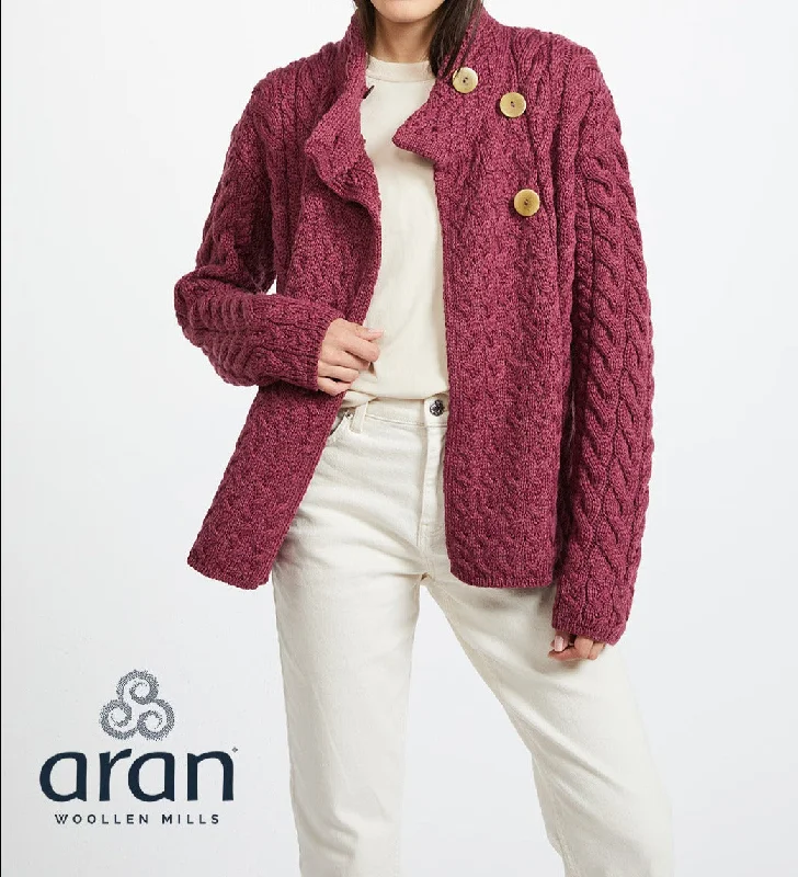 Aran Woollen Mills Super Soft Merino 3 Button Sweater Polka Dot Checkered Tartan