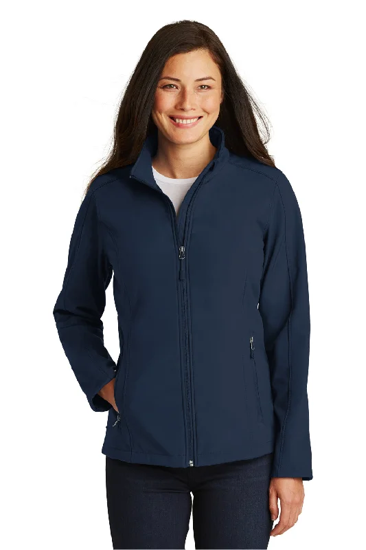 Port Authority Womens Core Wind & Water Resistant Full Zip Jacket - Dress Navy Blue Chenille Fabric Brocade Fabric Lace Fabric