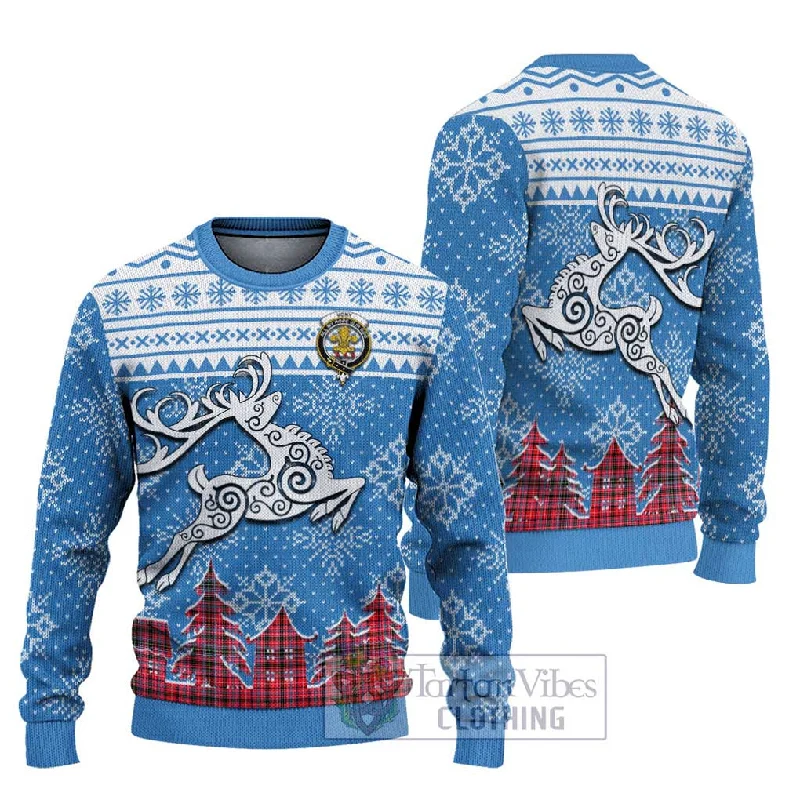 Udny Clan Christmas Ugly Sweater Celtic Reindeer Style Thin Thick Dense