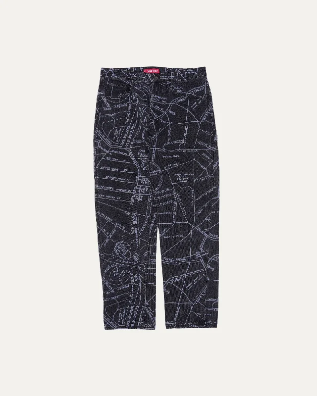 Gonz Map Denim Painter Pant Stylish Slim Trousers