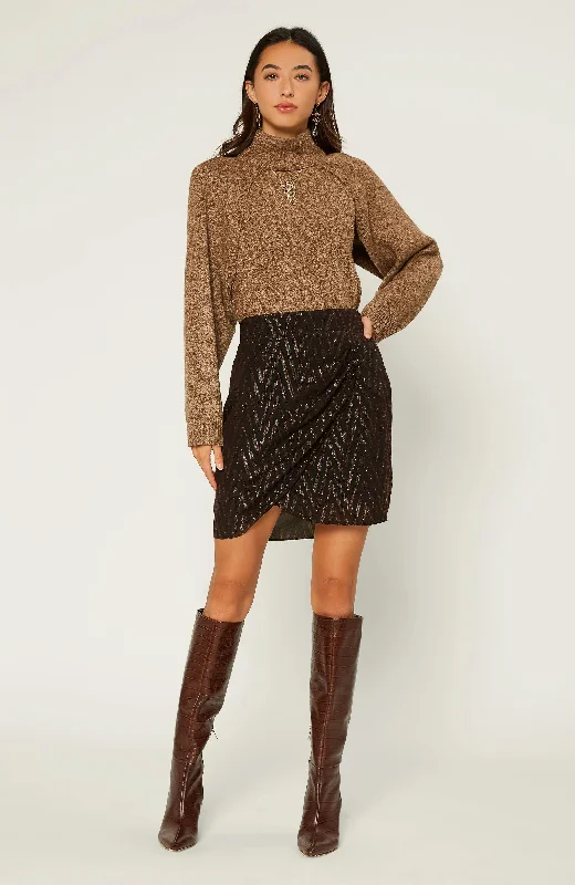 Current Air - Zig Zag Shimmer Skirt leather skirt sleek
