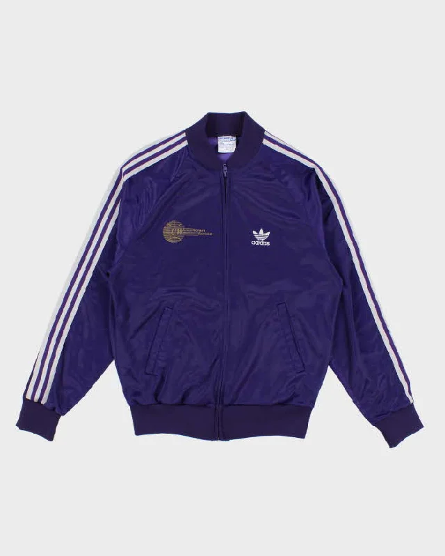 70s/80's Vintage Woman's Purple Adidas ATP Baseball Zip Up Track Jacket - M Print Jacket Jacquard Jacket Embroidered Jacket