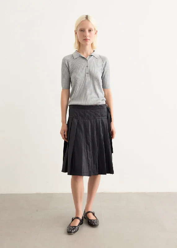 Pleated Zipper Skirt leather skirt sleek
