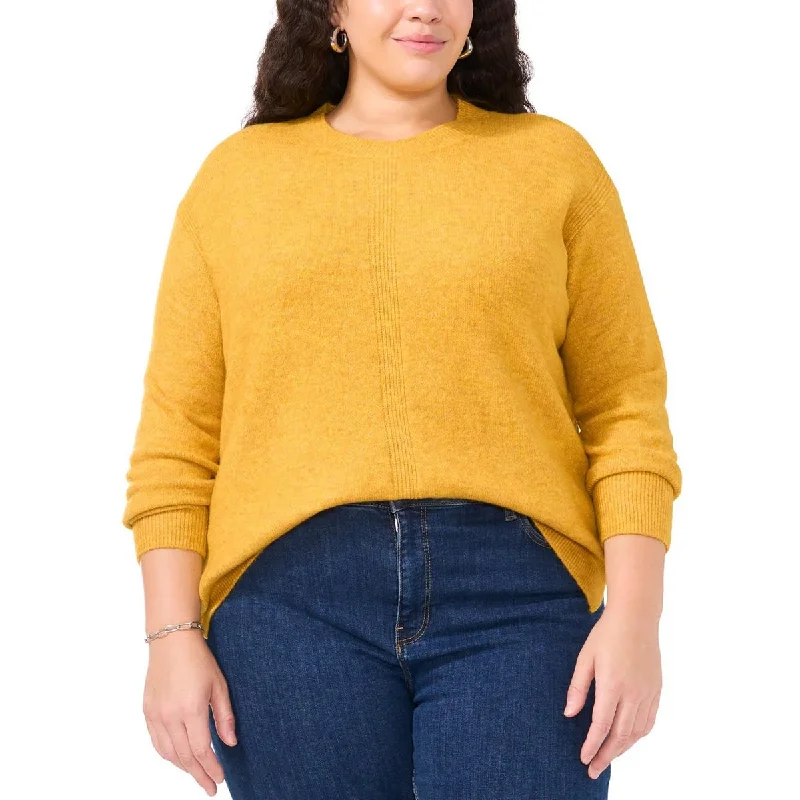 Vince Camuto Womens Plus Ribbed Knit Crewneck Sweater Rayon Fabric Velvet Fabric Corduroy Fabric