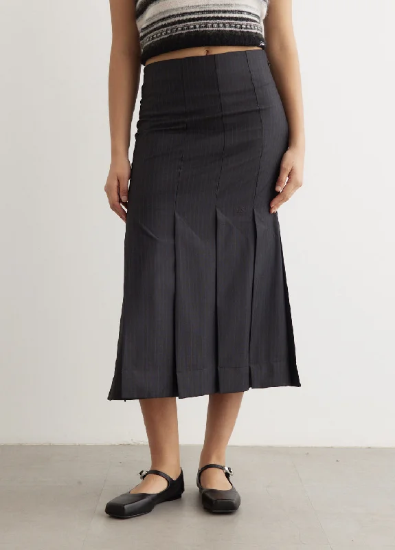 Melange Stripe Suiting Midi Skirt boho skirt vibe