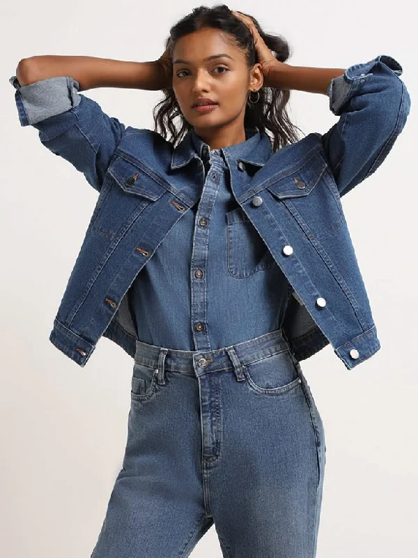 LOV Blue Denim Jacket Striped Jacket Polka Dot Jacket Floral Jacket