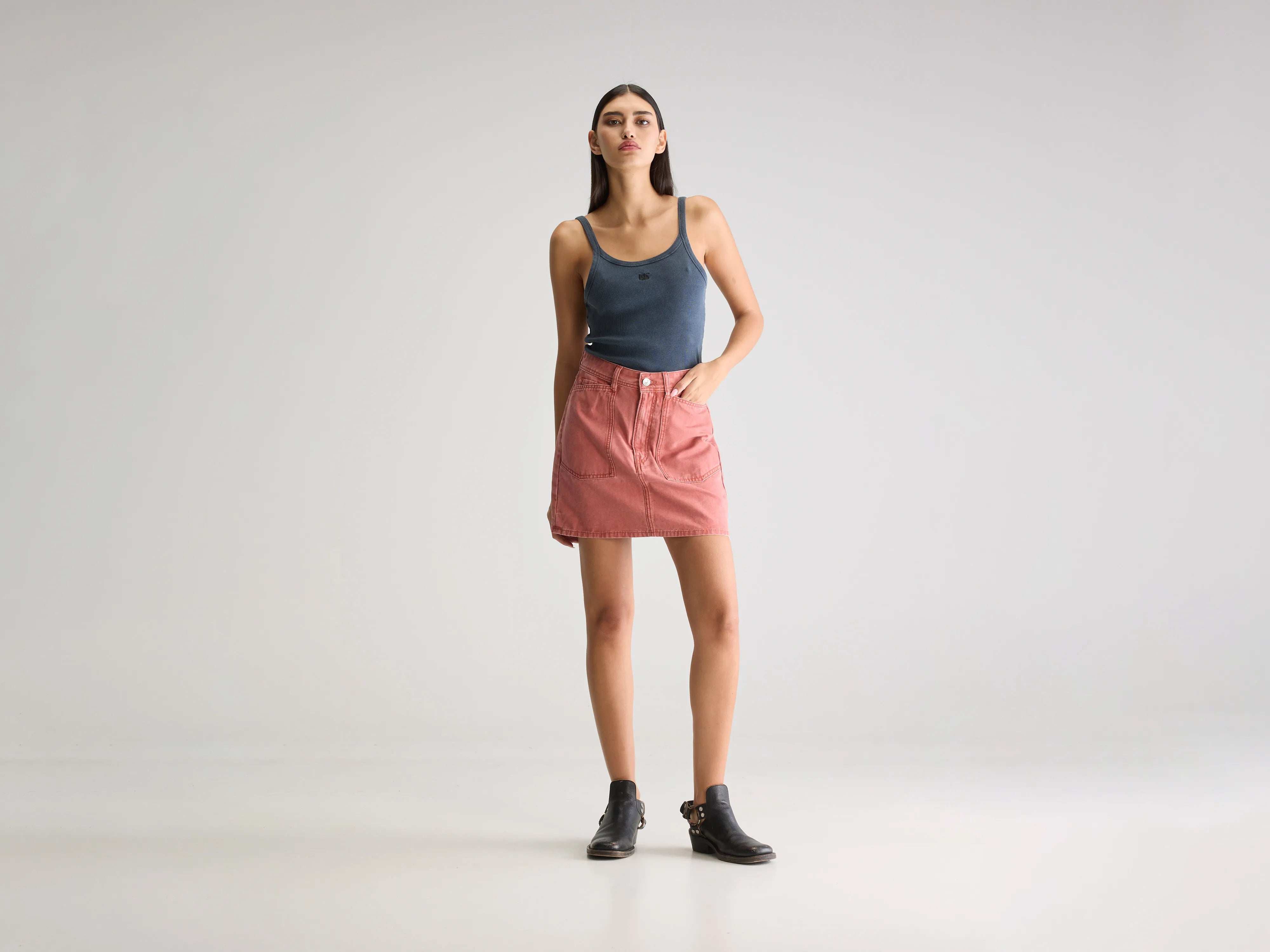 Pheba mini skirt (251 / W / CANYON ROSE) wool skirt thick