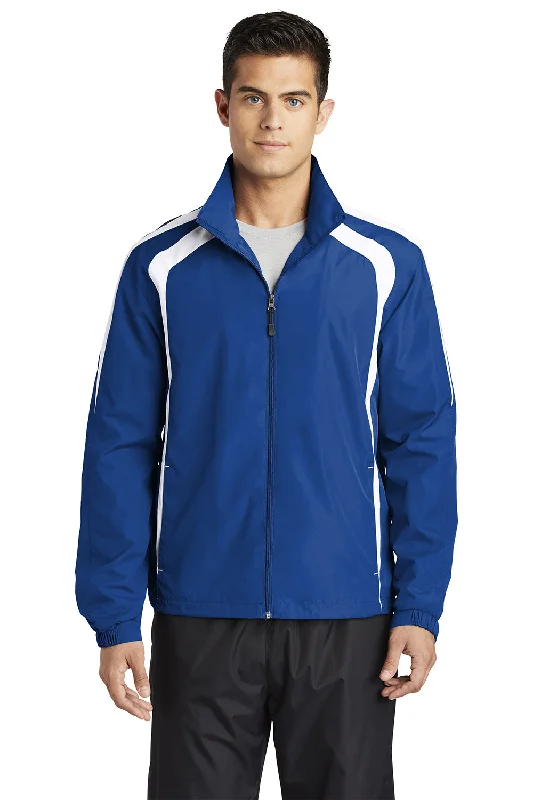 Sport-Tek Mens Water Resistant Full Zip Jacket - True Royal Blue/White Jacket Blazer Coat