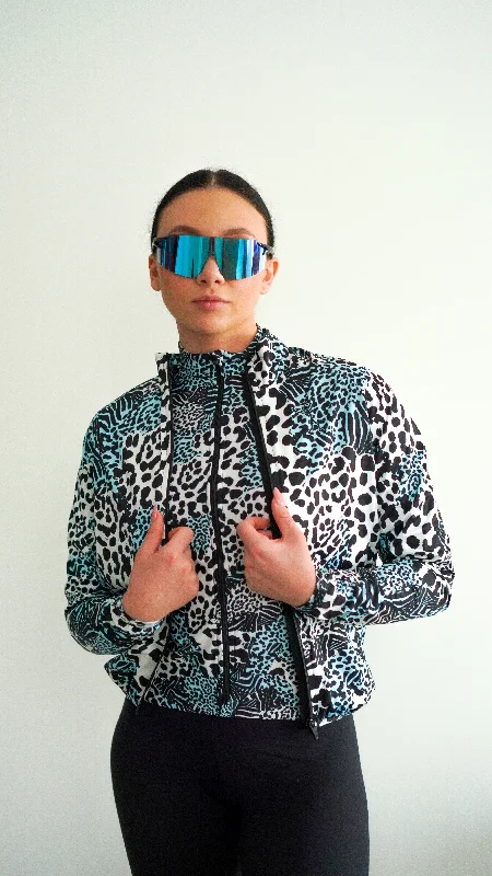 Women's Windbreaker Jacket- Snow Leopard Bomber Jacket Anorak Windbreaker