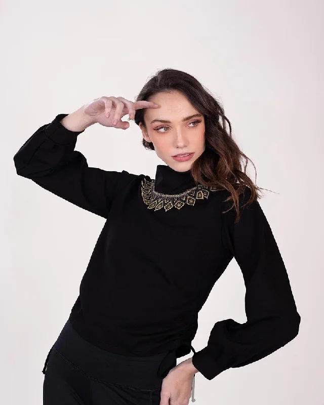 Black Nekai Sweater Chenille Fabric Brocade Fabric Lace Fabric