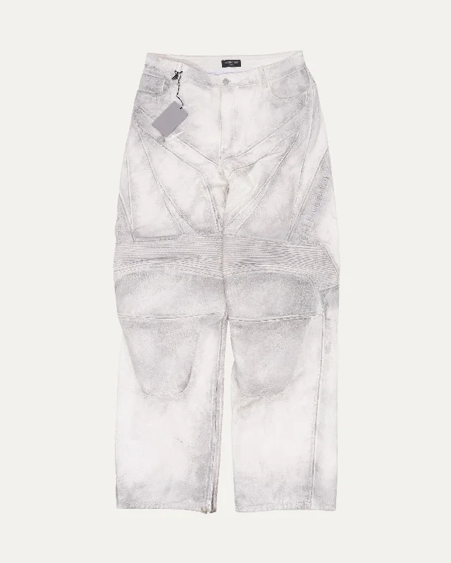 SS23 Mudshow Leather Biker Pants Comfy High-Waist Jeans