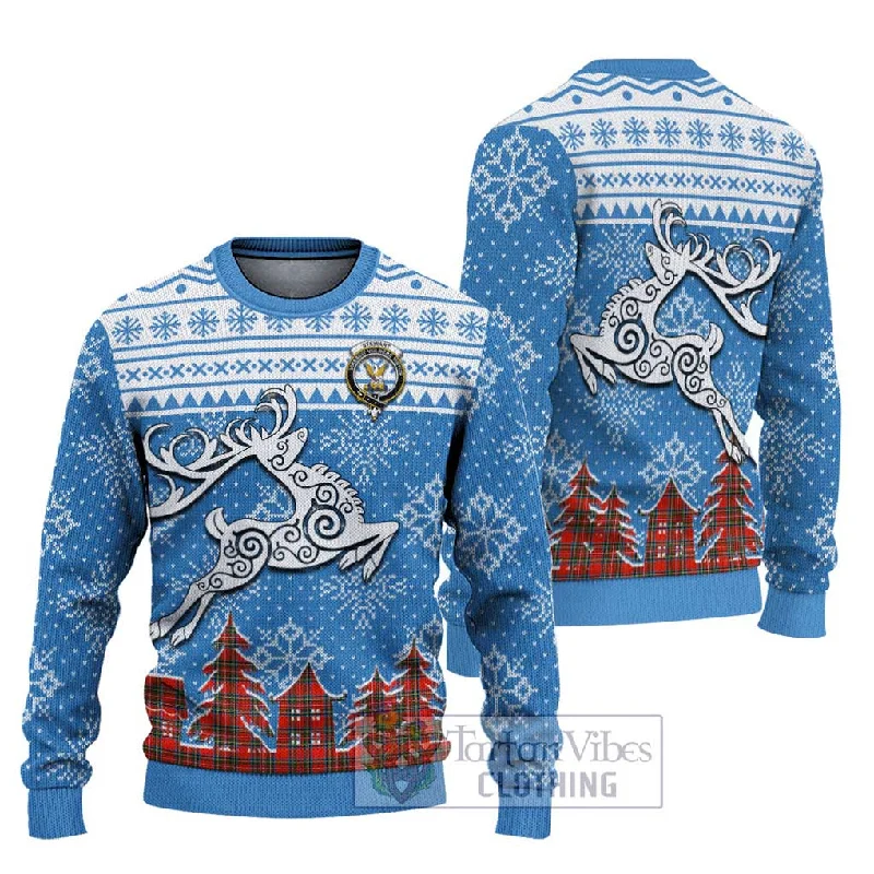 Stewart (Stuart) Clan Christmas Ugly Sweater Celtic Reindeer Style Elasticated Padded Insulated