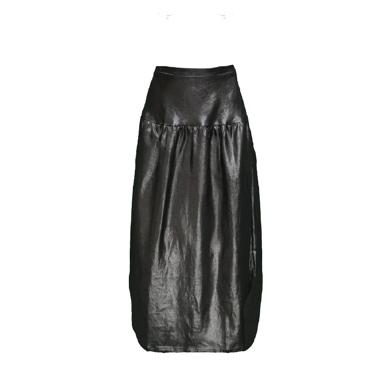 Eliza Skirt / Silver on Black Linen linen skirt airy