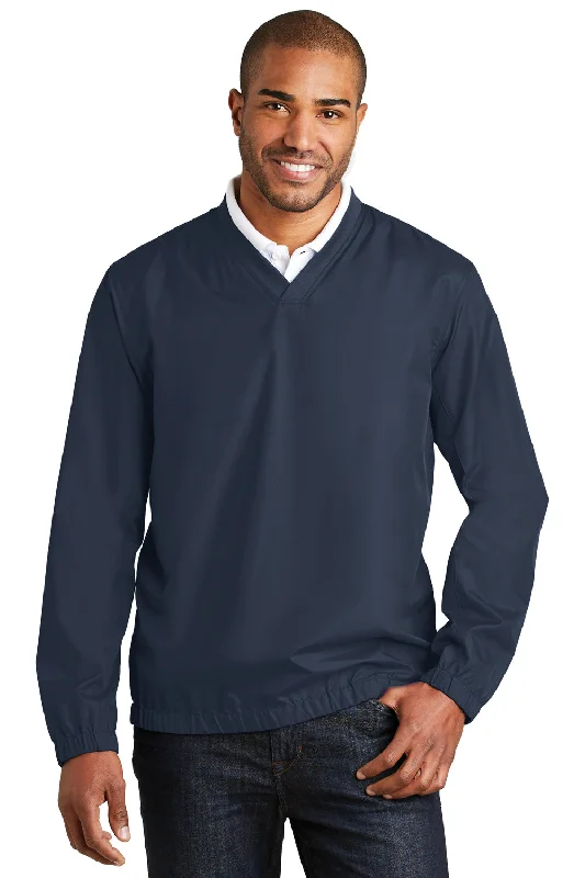 Port Authority Mens Zephyr Wind & Water Resistant V-Neck Wind Jacket - Dress Navy Blue - Closeout Nylon Jacket Polyester Jacket Spandex Jacket