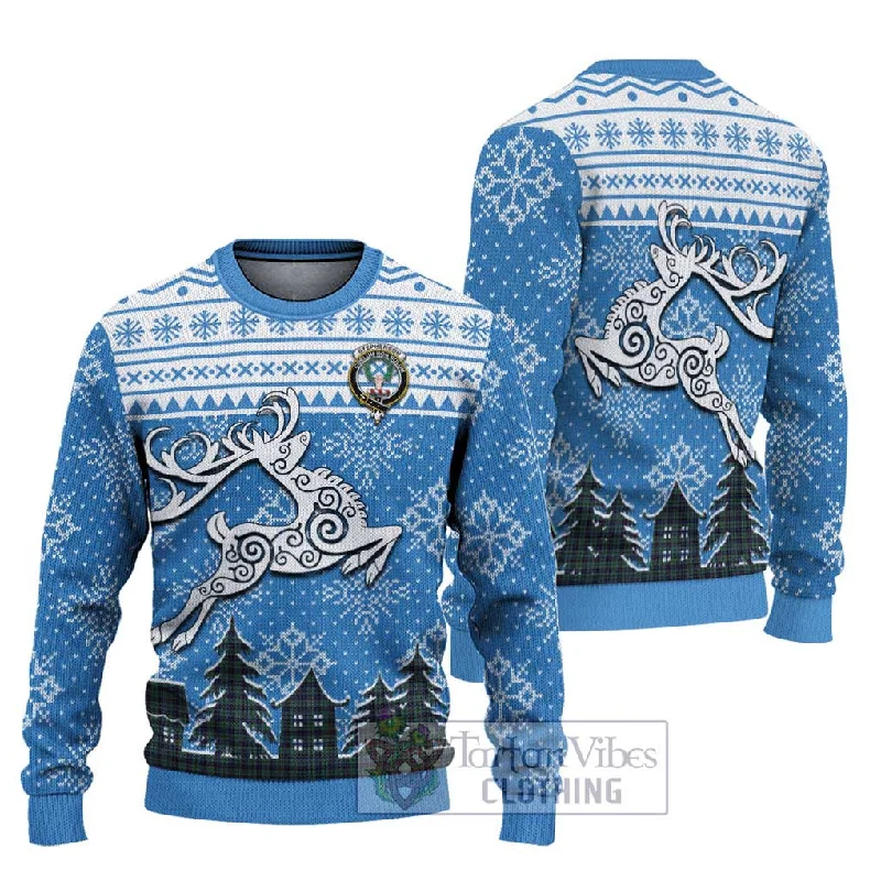 Stephenson (Stevenson) Clan Christmas Ugly Sweater Celtic Reindeer Style Tailored Straight A-Line