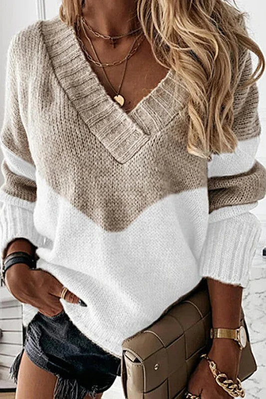 SEXY V-NECK LONG SLEEVE SWEATER Lightweight Heavyweight Midweight