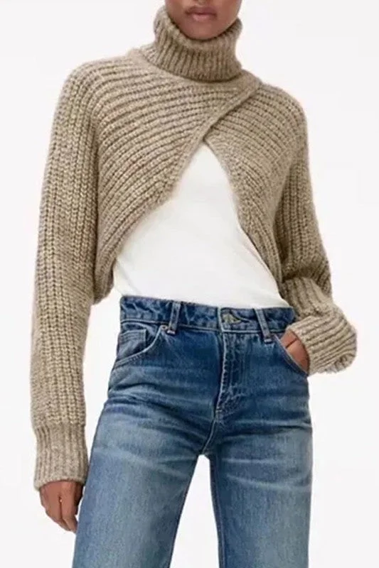 TURTLENECK SHRUG SWEATER Thin Thick Dense