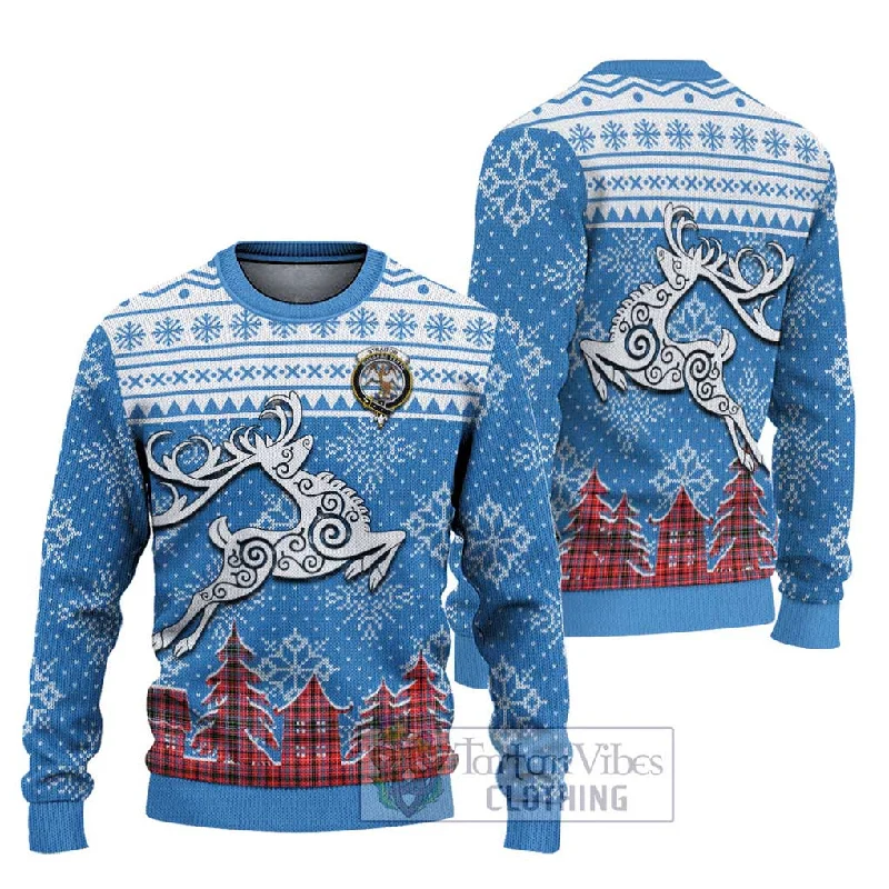 Straiton Clan Christmas Ugly Sweater Celtic Reindeer Style Lace Blend Ribbed Blend Corduroy Blend