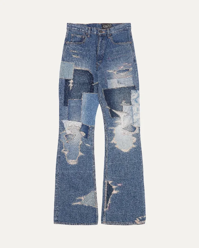 14oz Denim 5P Crazy Dixie Remake Rat Flare Pants Relaxed Linen Pants