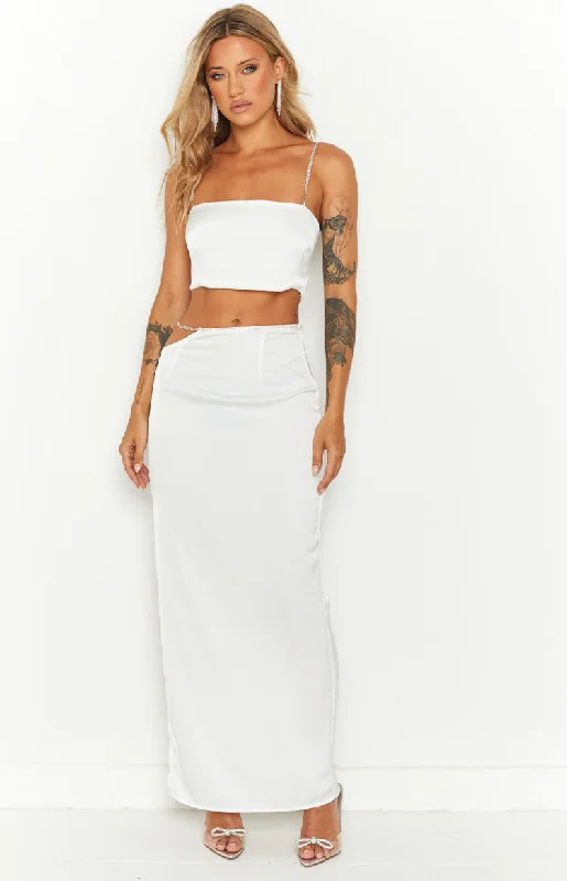 Confetti White Midi Skirt leather skirt sleek