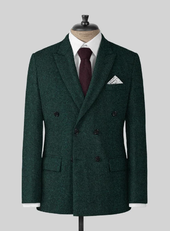 Highlander Melange Green Tweed Jacket Tiered Jacket Buttoned Jacket Zippered Jacket