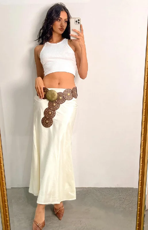 Big Love Cream Maxi Skirt spandex blend skirt