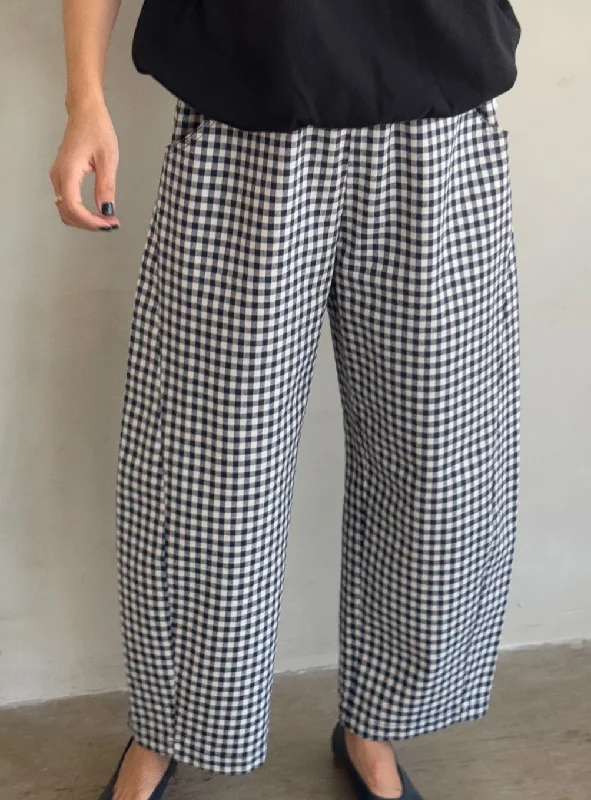 Arc Pant, Black Gingham Relaxed Fit Trousers