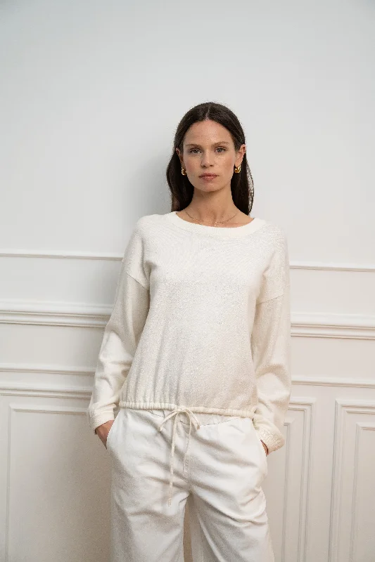 JEFF Off-White Sweater Glossy Satin Silk