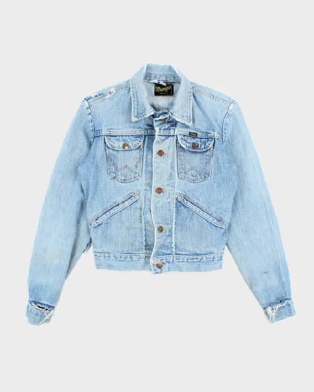 Vintage 70's Wrangler Light Wash Denim Jacket - S Zip Front Button Front Snap Front