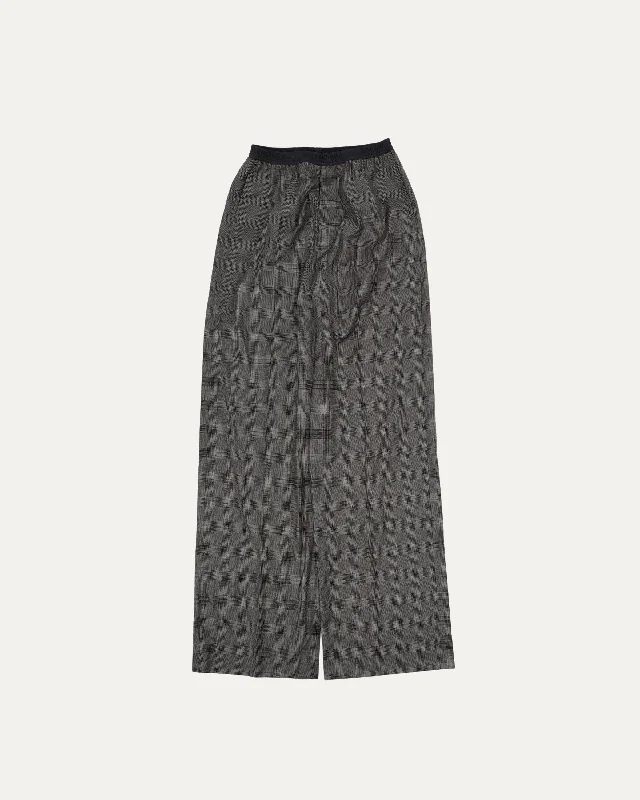 Prince of Wales Check Elastic Waist Pants Comfortable Wide-Leg Pants